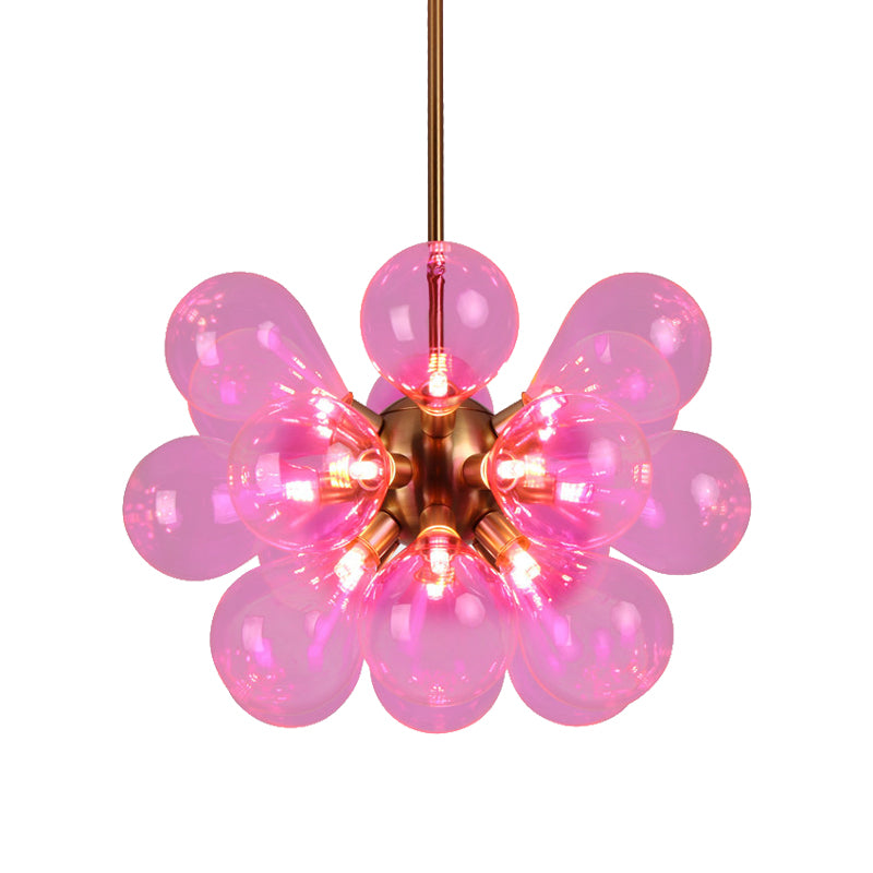 Bubble Ceiling Chandelier Modernism White/Pink/Blue Glass LED Living Room Hanging Light Kit Clearhalo 'Ceiling Lights' 'Chandeliers' 'Glass shade' 'Glass' 'Modern Chandeliers' 'Modern' Lighting' 206769