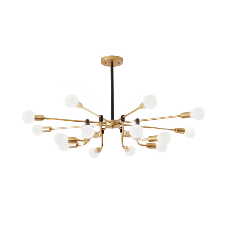 Starburst Ceiling Chandelier Contemporary Metal 6/12/16 Lights Bedroom Suspension Light with Gold Arm Clearhalo 'Ceiling Lights' 'Chandeliers' 'Glass shade' 'Glass' 'Modern Chandeliers' 'Modern' Lighting' 206834