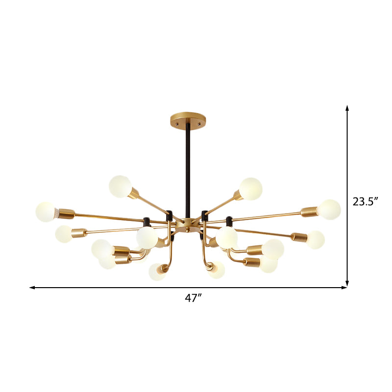 Starburst Ceiling Chandelier Contemporary Metal 6/12/16 Lights Bedroom Suspension Light with Gold Arm Clearhalo 'Ceiling Lights' 'Chandeliers' 'Glass shade' 'Glass' 'Modern Chandeliers' 'Modern' Lighting' 206835