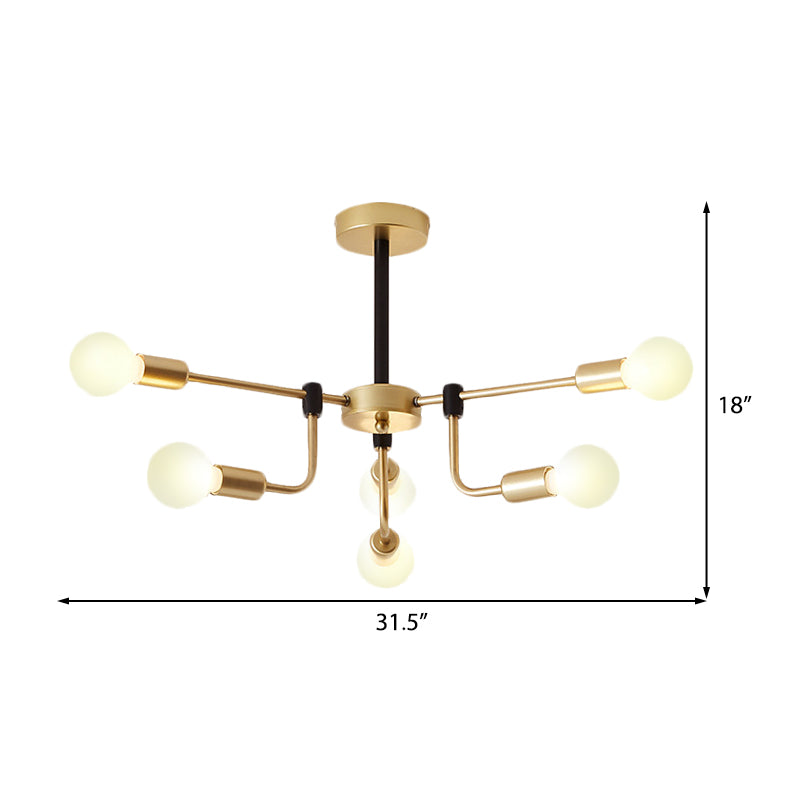 Starburst Ceiling Chandelier Contemporary Metal 6/12/16 Lights Bedroom Suspension Light with Gold Arm Clearhalo 'Ceiling Lights' 'Chandeliers' 'Glass shade' 'Glass' 'Modern Chandeliers' 'Modern' Lighting' 206839