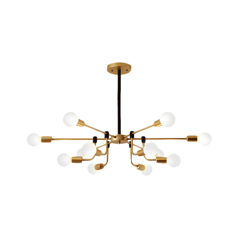 Starburst Ceiling Chandelier Contemporary Metal 6/12/16 Lights Bedroom Suspension Light with Gold Arm Clearhalo 'Ceiling Lights' 'Chandeliers' 'Glass shade' 'Glass' 'Modern Chandeliers' 'Modern' Lighting' 206842