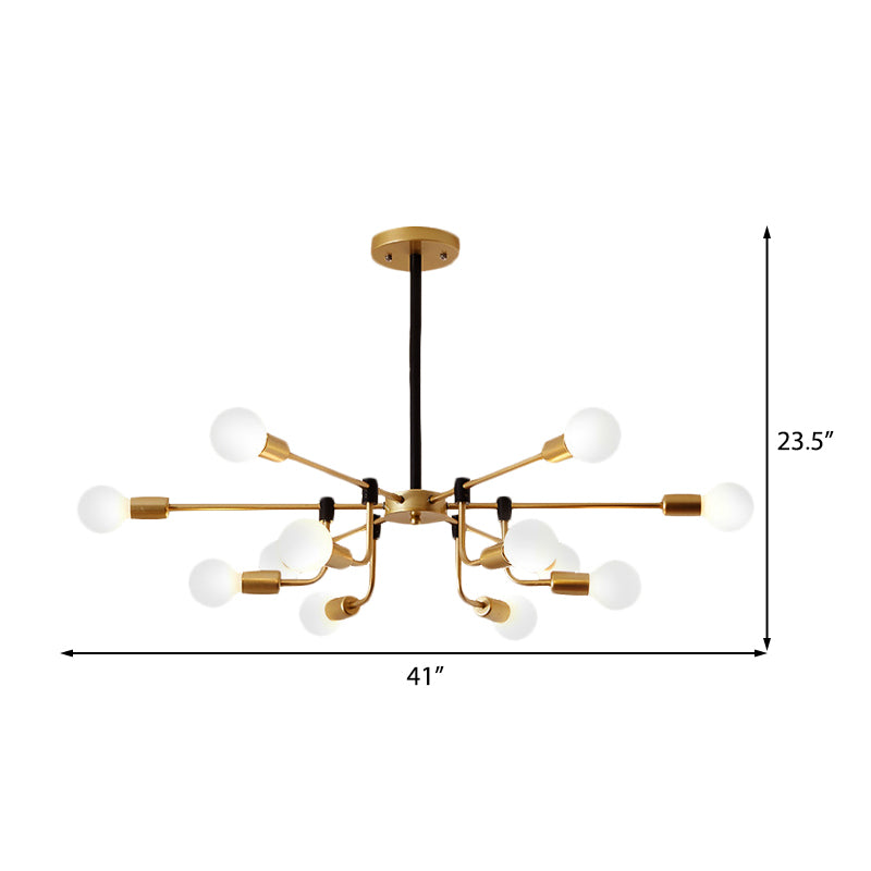 Starburst Ceiling Chandelier Contemporary Metal 6/12/16 Lights Bedroom Suspension Light with Gold Arm Clearhalo 'Ceiling Lights' 'Chandeliers' 'Glass shade' 'Glass' 'Modern Chandeliers' 'Modern' Lighting' 206843