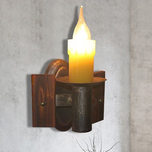 Clear Glass Bronze Sconce Light Candle 1-Light Industrial Wall Mounted Lighting with Backplate Bronze Clearhalo 'Art deco wall lights' 'Cast Iron' 'Glass' 'Industrial wall lights' 'Industrial' 'Middle century wall lights' 'Modern' 'Rustic wall lights' 'Tiffany' 'Traditional wall lights' 'Wall Lamps & Sconces' 'Wall Lights' Lighting' 206857