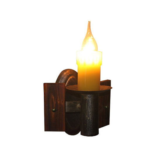 Clear Glass Bronze Sconce Light Candle 1-Light Industrial Wall Mounted Lighting with Backplate Clearhalo 'Art deco wall lights' 'Cast Iron' 'Glass' 'Industrial wall lights' 'Industrial' 'Middle century wall lights' 'Modern' 'Rustic wall lights' 'Tiffany' 'Traditional wall lights' 'Wall Lamps & Sconces' 'Wall Lights' Lighting' 206859
