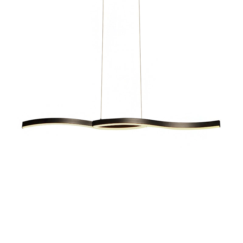 Acrylic Wavy Chandelier Light Modern Black LED Ceiling Pendant Light in Warm/White Light, 39"/41" W Clearhalo 'Ceiling Lights' 'Chandeliers' 'Modern Chandeliers' 'Modern' Lighting' 206887