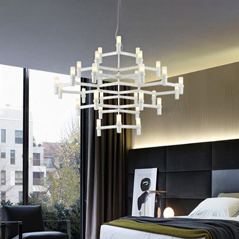 Multi Layer Chandelier Lamp Nordic Metal Black/Silver/White LED Hanging Light for Living Room Clearhalo 'Ceiling Lights' 'Chandeliers' 'Modern Chandeliers' 'Modern' Lighting' 206902