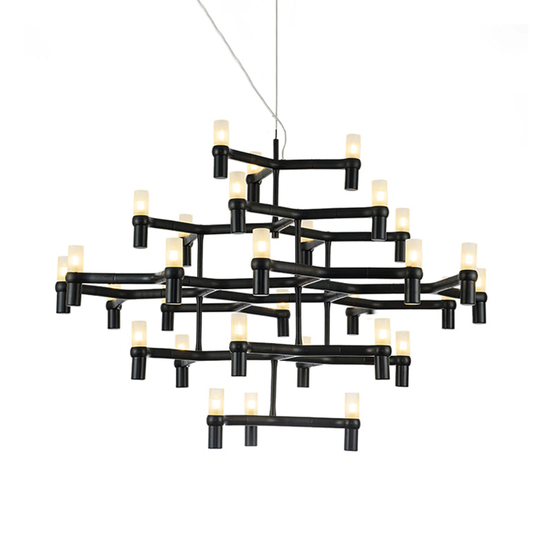 Multi Layer Chandelier Lamp Nordic Metal Black/Silver/White LED Hanging Light for Living Room Clearhalo 'Ceiling Lights' 'Chandeliers' 'Modern Chandeliers' 'Modern' Lighting' 206906