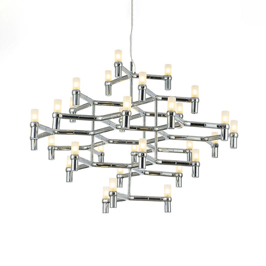 Multi Layer Chandelier Lamp Nordic Metal Black/Silver/White LED Hanging Light for Living Room Clearhalo 'Ceiling Lights' 'Chandeliers' 'Modern Chandeliers' 'Modern' Lighting' 206909