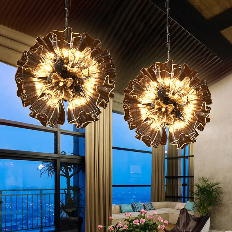 Sputnik Chandelier Lamp Modern Clear Glass LED Living Room Hanging Ceiling Light in Silver, 16"/23.5" Wide Silver Clearhalo 'Ceiling Lights' 'Chandeliers' 'Close To Ceiling Lights' 'Glass shade' 'Glass' 'Modern Chandeliers' 'Modern' Lighting' 206937