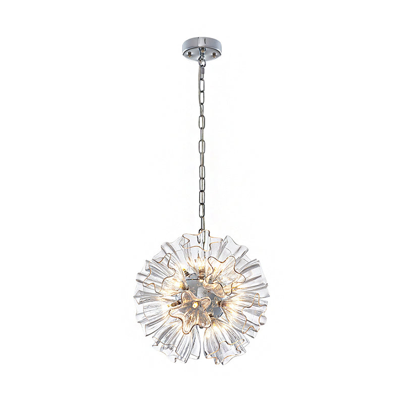 Sputnik Chandelier Lamp Modern Clear Glass LED Living Room Hanging Ceiling Light in Silver, 16"/23.5" Wide Clearhalo 'Ceiling Lights' 'Chandeliers' 'Close To Ceiling Lights' 'Glass shade' 'Glass' 'Modern Chandeliers' 'Modern' Lighting' 206941