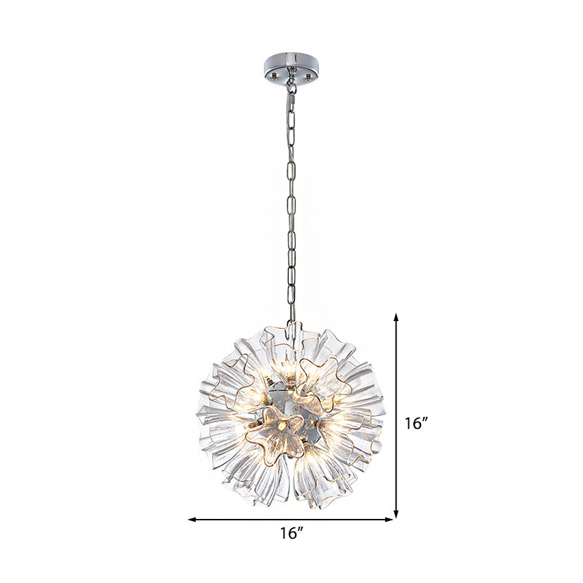 Sputnik Chandelier Lamp Modern Clear Glass LED Living Room Hanging Ceiling Light in Silver, 16"/23.5" Wide Clearhalo 'Ceiling Lights' 'Chandeliers' 'Close To Ceiling Lights' 'Glass shade' 'Glass' 'Modern Chandeliers' 'Modern' Lighting' 206942