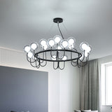 Black Circle Ceiling Chandelier Modernist Globe Glass LED Hanging Lamp for Living Room Black Clearhalo 'Ceiling Lights' 'Chandeliers' 'Close To Ceiling Lights' 'Glass shade' 'Glass' 'Modern Chandeliers' 'Modern' Lighting' 206944