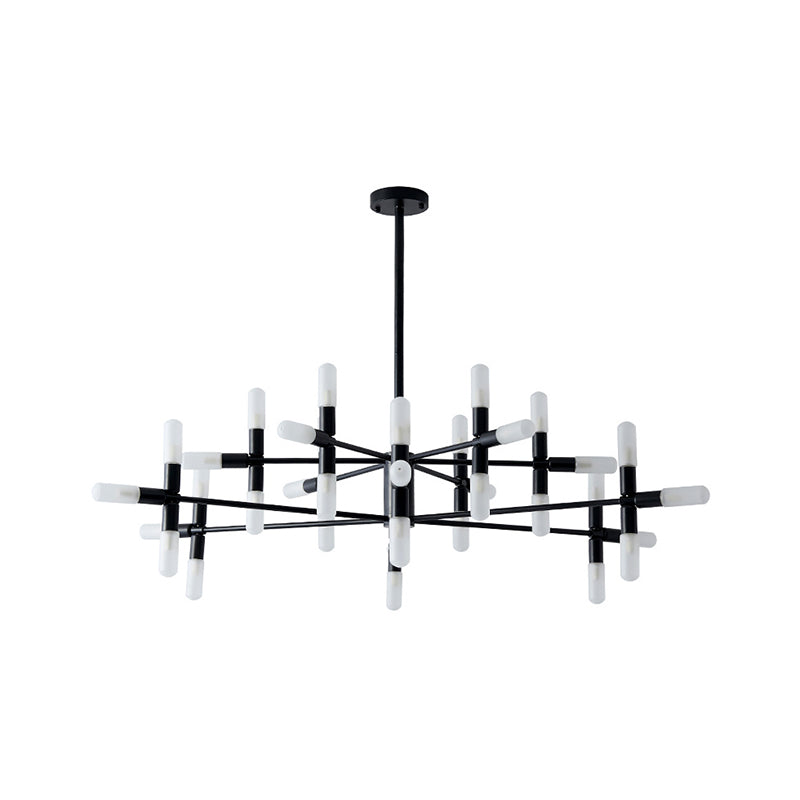 Tubular Chandelier Light Contemporary Metal 18/36 Lights Black/Gold Hanging Lamp Kit with Starburst Design Clearhalo 'Ceiling Lights' 'Chandeliers' 'Modern Chandeliers' 'Modern' Lighting' 206959