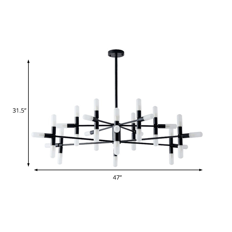 Tubular Chandelier Light Contemporary Metal 18/36 Lights Black/Gold Hanging Lamp Kit with Starburst Design Clearhalo 'Ceiling Lights' 'Chandeliers' 'Modern Chandeliers' 'Modern' Lighting' 206960