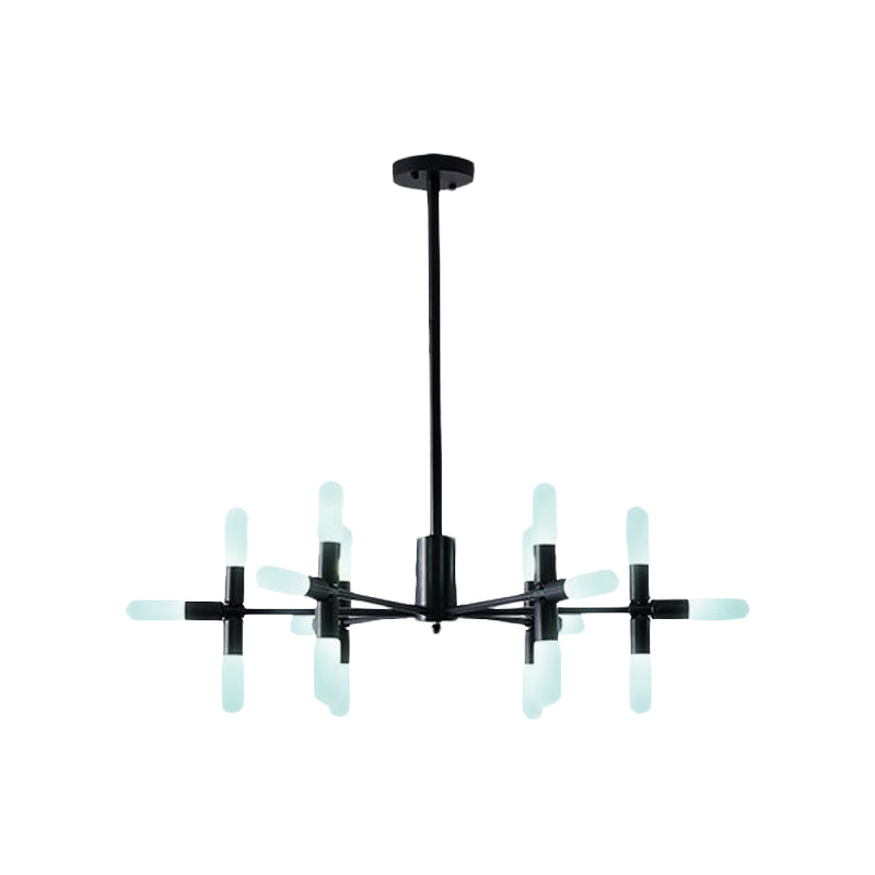 Tubular Chandelier Light Contemporary Metal 18/36 Lights Black/Gold Hanging Lamp Kit with Starburst Design Clearhalo 'Ceiling Lights' 'Chandeliers' 'Modern Chandeliers' 'Modern' Lighting' 206962