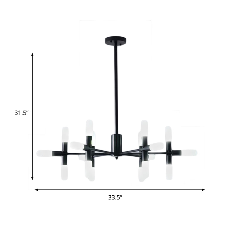 Tubular Chandelier Light Contemporary Metal 18/36 Lights Black/Gold Hanging Lamp Kit with Starburst Design Clearhalo 'Ceiling Lights' 'Chandeliers' 'Modern Chandeliers' 'Modern' Lighting' 206963