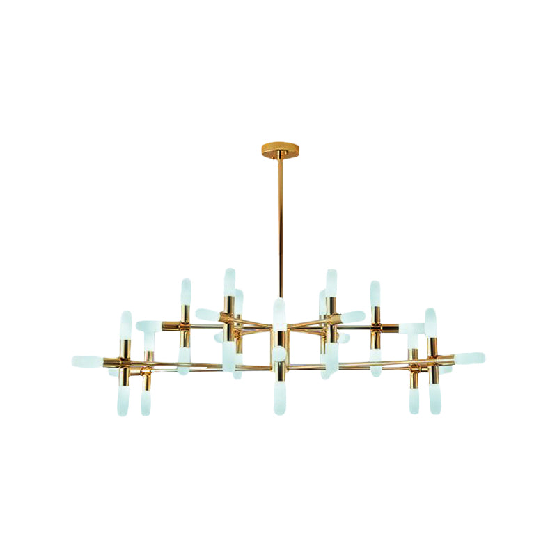 Tubular Chandelier Light Contemporary Metal 18/36 Lights Black/Gold Hanging Lamp Kit with Starburst Design Clearhalo 'Ceiling Lights' 'Chandeliers' 'Modern Chandeliers' 'Modern' Lighting' 206965