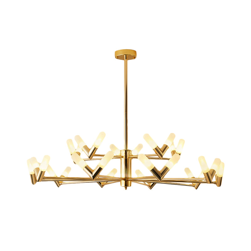 Modern Tube Ceiling Chandelier Metal 10/30 Lights Dinging Room Hanging Ceiling Light in Brass Clearhalo 'Ceiling Lights' 'Chandeliers' 'Modern Chandeliers' 'Modern' Lighting' 206983