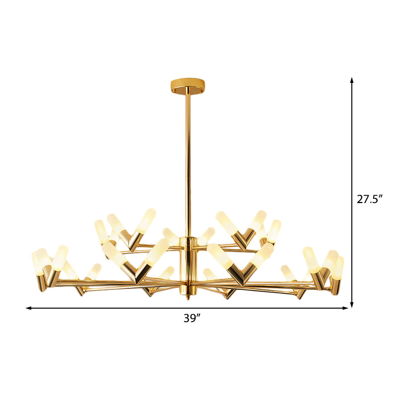 Modern Tube Ceiling Chandelier Metal 10/30 Lights Dinging Room Hanging Ceiling Light in Brass Clearhalo 'Ceiling Lights' 'Chandeliers' 'Modern Chandeliers' 'Modern' Lighting' 206984