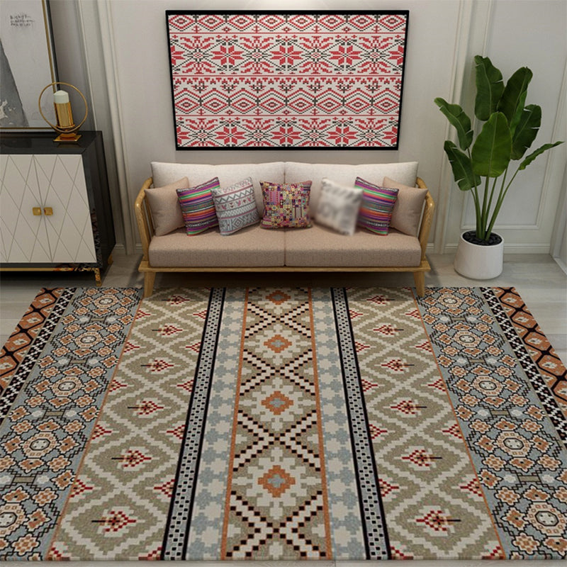 Colorful Moroccan Style Rug Polyester Geometric Patterned Carpet Anti-Slip Backing Machine Washable Stain Resistant Rug for Indoor Brown Clearhalo 'Area Rug' 'Moroccan' 'Rugs' Rug' 2070126