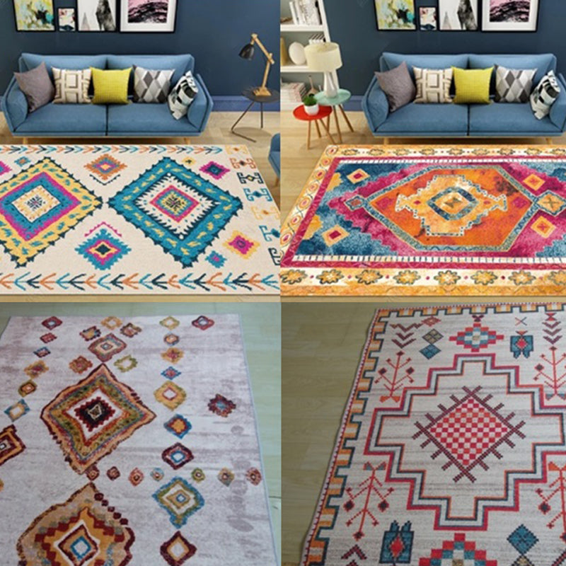 Colorful Moroccan Style Rug Polyester Geometric Patterned Carpet Anti-Slip Backing Machine Washable Stain Resistant Rug for Indoor Clearhalo 'Area Rug' 'Moroccan' 'Rugs' Rug' 2070130