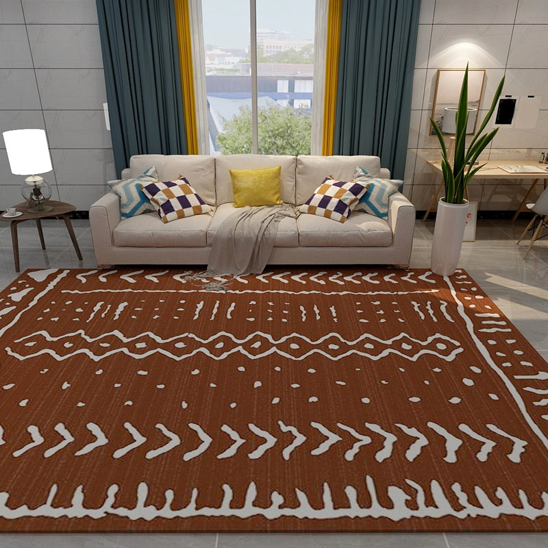 Multi-Color Moroccan Rug Polypropylene Tribal Flower Carpet Anti-Slip Stain Resistant Washable Rug for Living Room Brown Clearhalo 'Area Rug' 'Moroccan' 'Rugs' Rug' 2070144