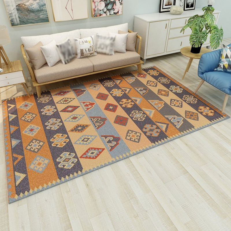 Multi-Color Moroccan Rug Polypropylene Tribal Flower Carpet Anti-Slip Stain Resistant Washable Rug for Living Room Orange Clearhalo 'Area Rug' 'Moroccan' 'Rugs' Rug' 2070145