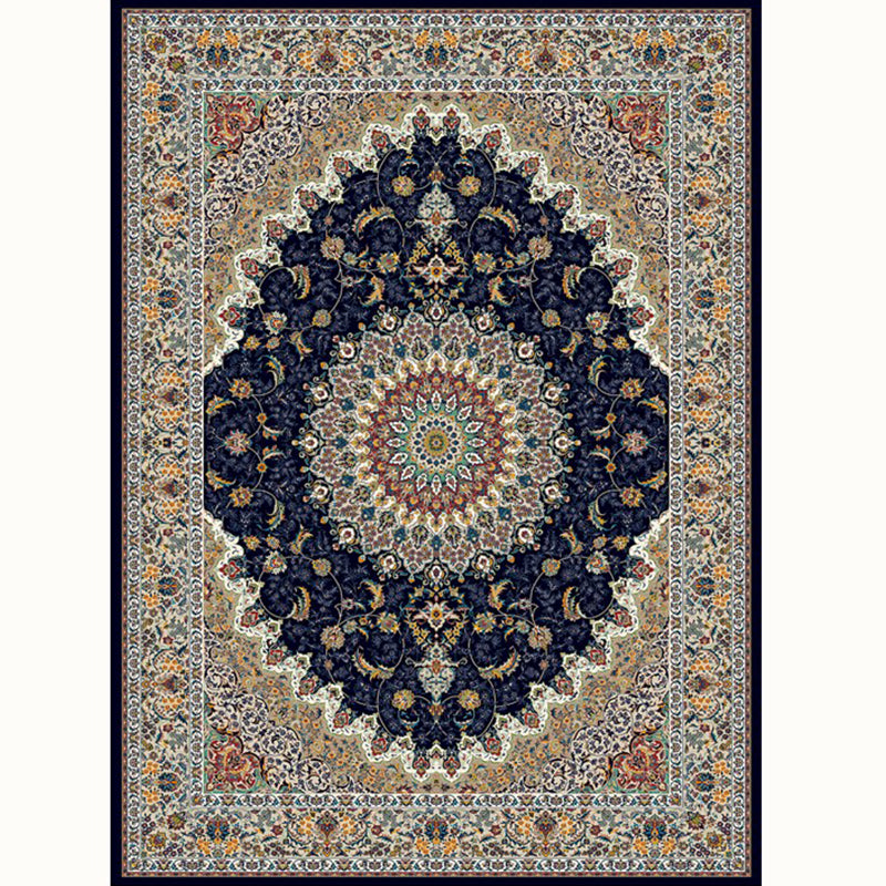 Aesthetic Moroccan Rug Multi Colored Flower Rug Pet Friendly Anti-Slip Backing Machine Washable Carpet for Guest Room Navy Clearhalo 'Area Rug' 'Moroccan' 'Rugs' Rug' 2070151
