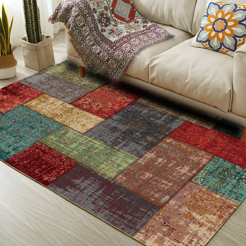 Vintage Distressed Color Moroccan Rug Synthetics Patchwork Carpet Non-Slip Machine Washable Stain Resistant Rug for Great Room Clearhalo 'Area Rug' 'Moroccan' 'Rugs' Rug' 2070170