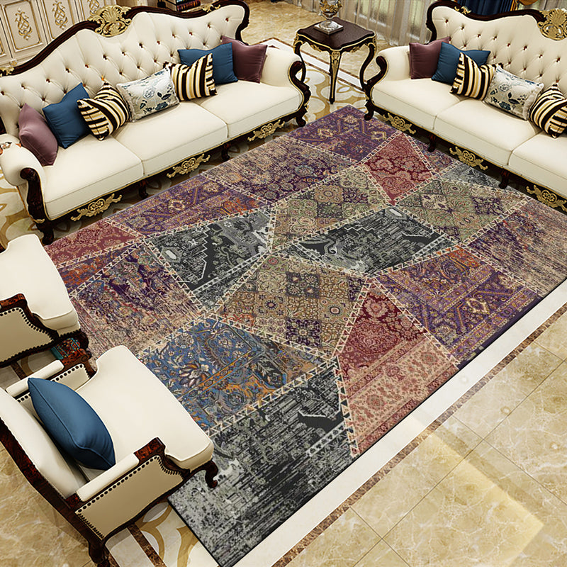 Vintage Distressed Color Moroccan Rug Synthetics Patchwork Carpet Non-Slip Machine Washable Stain Resistant Rug for Great Room Clearhalo 'Area Rug' 'Moroccan' 'Rugs' Rug' 2070173