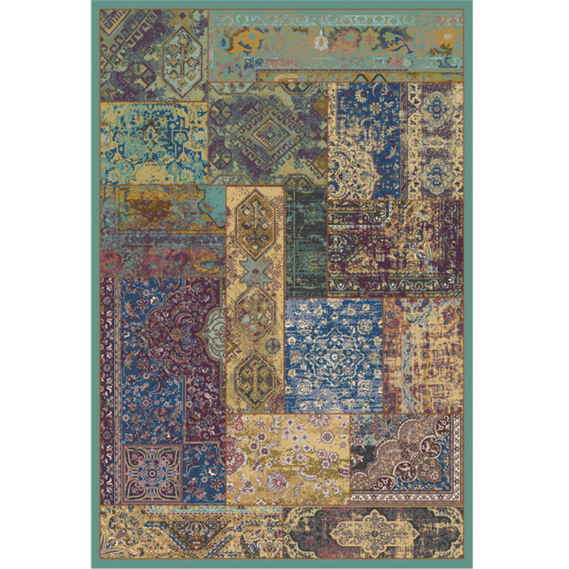 Vintage Distressed Color Moroccan Rug Synthetics Patchwork Carpet Non-Slip Machine Washable Stain Resistant Rug for Great Room Light Green Clearhalo 'Area Rug' 'Moroccan' 'Rugs' Rug' 2070176