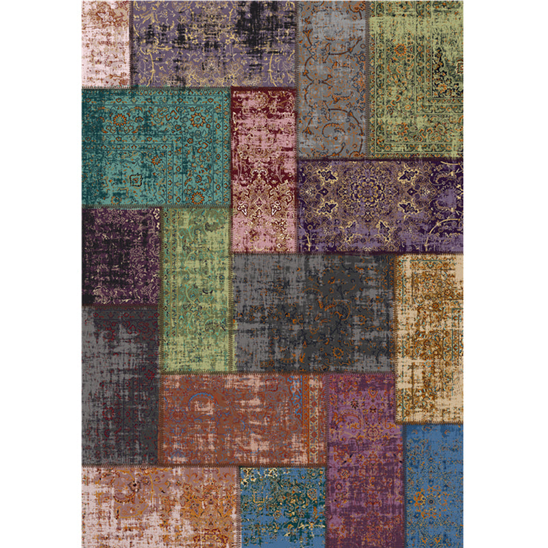 Vintage Distressed Color Moroccan Rug Synthetics Patchwork Carpet Non-Slip Machine Washable Stain Resistant Rug for Great Room Purple-Pink Clearhalo 'Area Rug' 'Moroccan' 'Rugs' Rug' 2070178