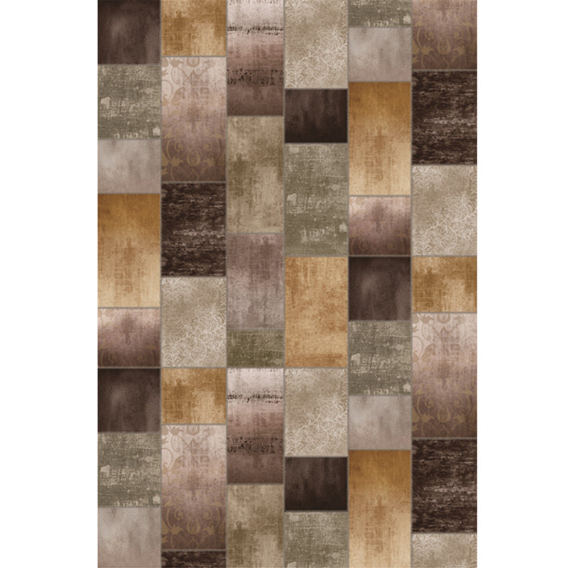 Vintage Distressed Color Moroccan Rug Synthetics Patchwork Carpet Non-Slip Machine Washable Stain Resistant Rug for Great Room Dark Brown Clearhalo 'Area Rug' 'Moroccan' 'Rugs' Rug' 2070179
