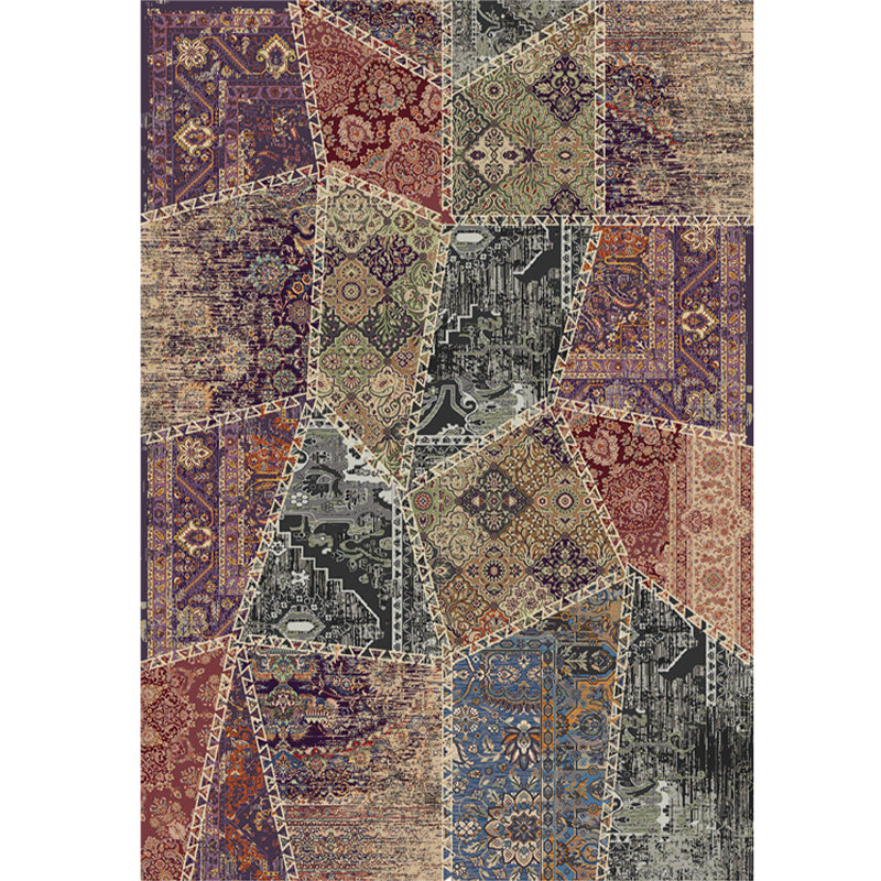 Vintage Distressed Color Moroccan Rug Synthetics Patchwork Carpet Non-Slip Machine Washable Stain Resistant Rug for Great Room Red-Purple Clearhalo 'Area Rug' 'Moroccan' 'Rugs' Rug' 2070182