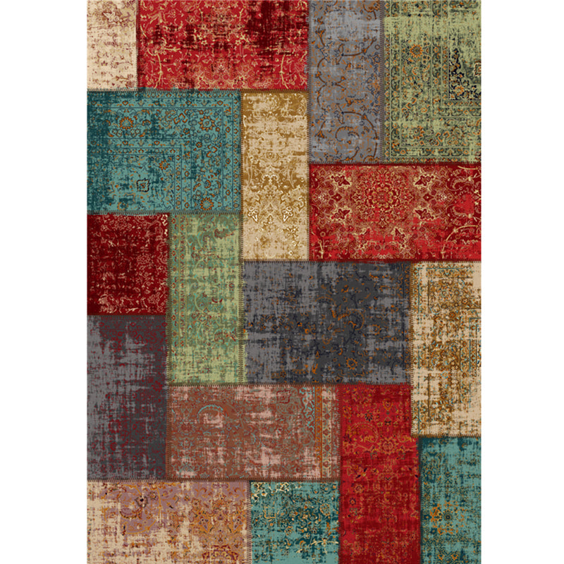 Vintage Distressed Color Moroccan Rug Synthetics Patchwork Carpet Non-Slip Machine Washable Stain Resistant Rug for Great Room Red-Green Clearhalo 'Area Rug' 'Moroccan' 'Rugs' Rug' 2070183