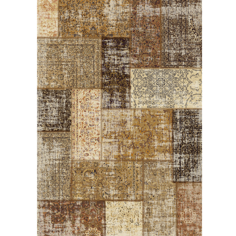Vintage Distressed Color Moroccan Rug Synthetics Patchwork Carpet Non-Slip Machine Washable Stain Resistant Rug for Great Room Brown Clearhalo 'Area Rug' 'Moroccan' 'Rugs' Rug' 2070184