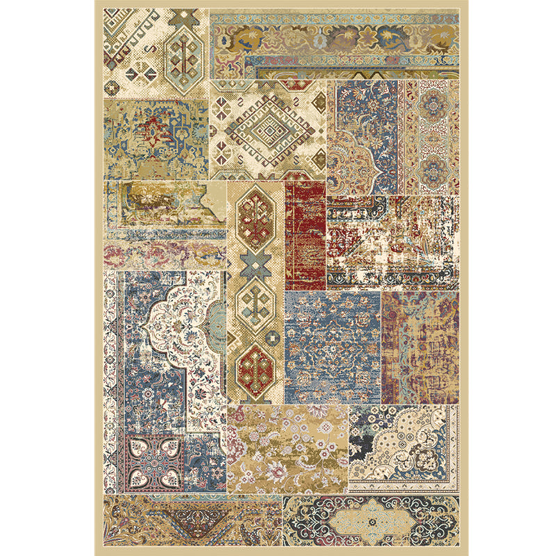 Vintage Distressed Color Moroccan Rug Synthetics Patchwork Carpet Non-Slip Machine Washable Stain Resistant Rug for Great Room Khaki Clearhalo 'Area Rug' 'Moroccan' 'Rugs' Rug' 2070185