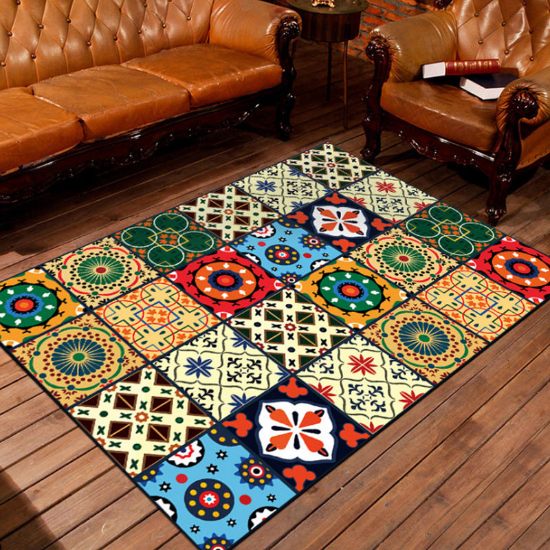 Unusual Geometric Patterned Rug Multi Color Moroccan Style Rug Polyester Anti-Slip Backing Machine Washable Stain Resistant Carpet for Home Red-Yellow Clearhalo 'Area Rug' 'Moroccan' 'Rugs' Rug' 2070186