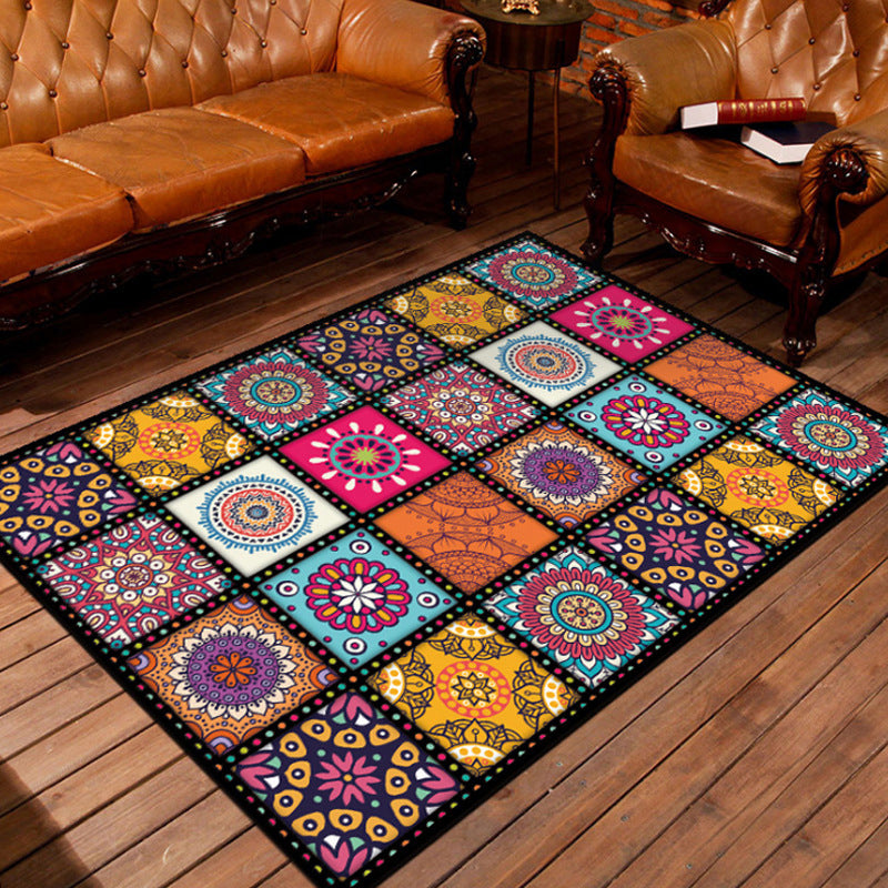 Unusual Geometric Patterned Rug Multi Color Moroccan Style Rug Polyester Anti-Slip Backing Machine Washable Stain Resistant Carpet for Home Dark Coffee Clearhalo 'Area Rug' 'Moroccan' 'Rugs' Rug' 2070189