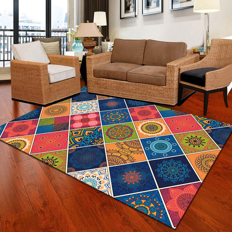 Unusual Geometric Patterned Rug Multi Color Moroccan Style Rug Polyester Anti-Slip Backing Machine Washable Stain Resistant Carpet for Home Blue Clearhalo 'Area Rug' 'Moroccan' 'Rugs' Rug' 2070191