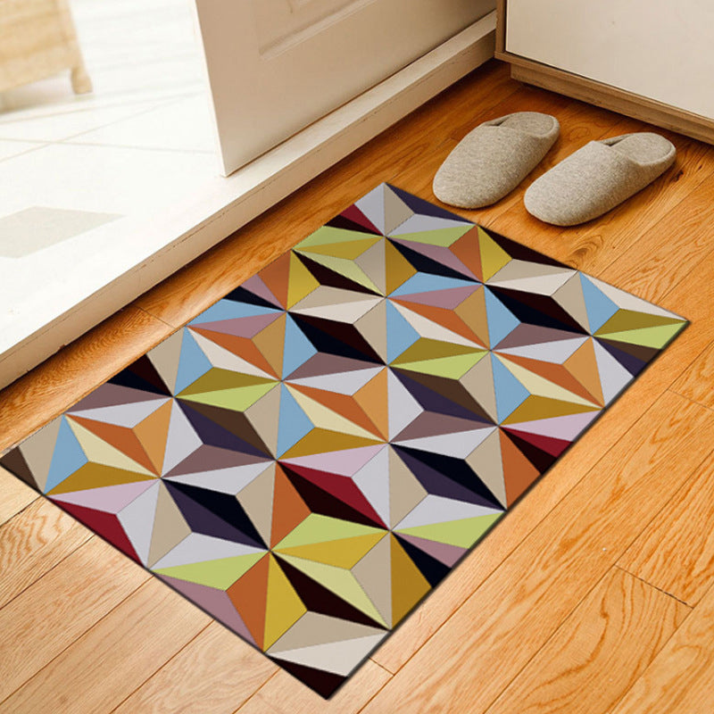 Unusual Geometric Patterned Rug Multi Color Moroccan Style Rug Polyester Anti-Slip Backing Machine Washable Stain Resistant Carpet for Home Blue-Red Clearhalo 'Area Rug' 'Moroccan' 'Rugs' Rug' 2070192