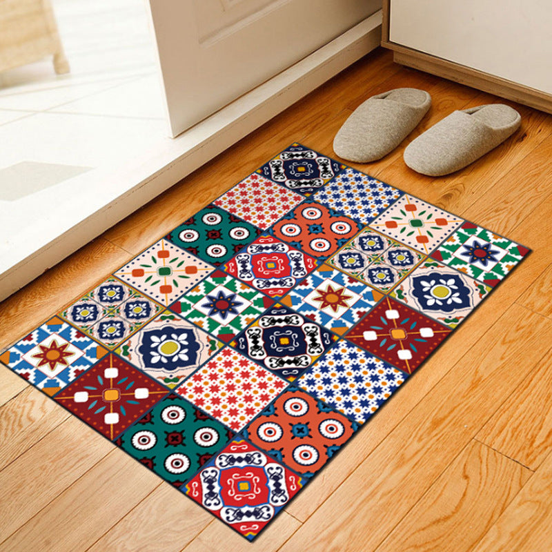 Unusual Geometric Patterned Rug Multi Color Moroccan Style Rug Polyester Anti-Slip Backing Machine Washable Stain Resistant Carpet for Home Red-Blue Clearhalo 'Area Rug' 'Moroccan' 'Rugs' Rug' 2070195