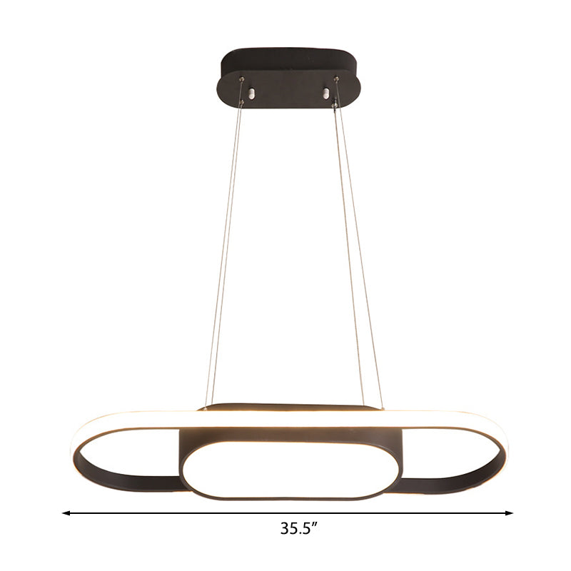 Oval Acrylic Chandelier Light Simple Style Black/White LED Hanging Pendant Light in Warm/White/Natural Light Clearhalo 'Ceiling Lights' 'Chandeliers' 'Modern Chandeliers' 'Modern' Lighting' 207028