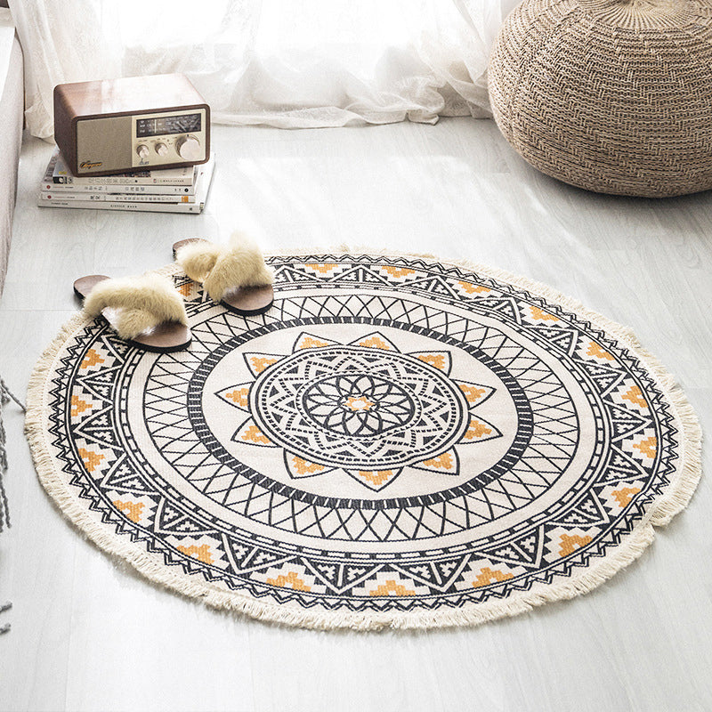 Boho-Chic Bedroom Rug Multicolor Mandala Rug Cotton Washable Area Carpet Clearhalo 'Area Rug' 'Bohemian' 'Rugs' Rug' 2070320