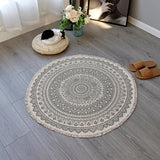 Boho-Chic Bedroom Rug Multicolor Mandala Rug Cotton Washable Area Carpet Grey 3' x 3' Clearhalo 'Area Rug' 'Bohemian' 'Rugs' Rug' 2070327