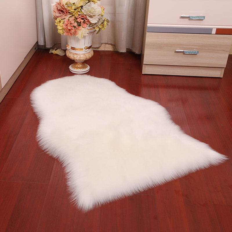 Minimalist Bedside Foot Rug Multi Colored Plain Rug Faux Fluff Non-Slip  Backing Washable Stain Resistant Rug - Clearhalo