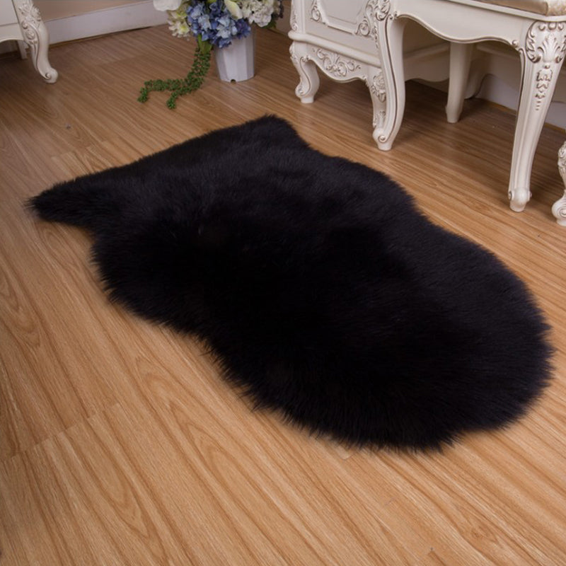 Fluffy Plain Rug Multi-Color Relaxing Rug Synthetic Wool Anti-Slip Backing Stain Resistant Washable Area Rug for Home Black Clearhalo 'Area Rug' 'Casual' 'Rugs' Rug' 2070345