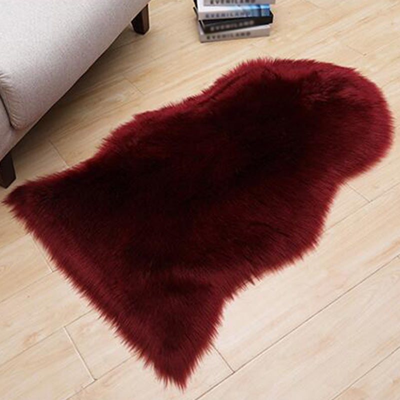 Fluffy Plain Rug Multi-Color Relaxing Rug Synthetic Wool Anti-Slip Backing Stain Resistant Washable Area Rug for Home Burgundy Clearhalo 'Area Rug' 'Casual' 'Rugs' Rug' 2070349