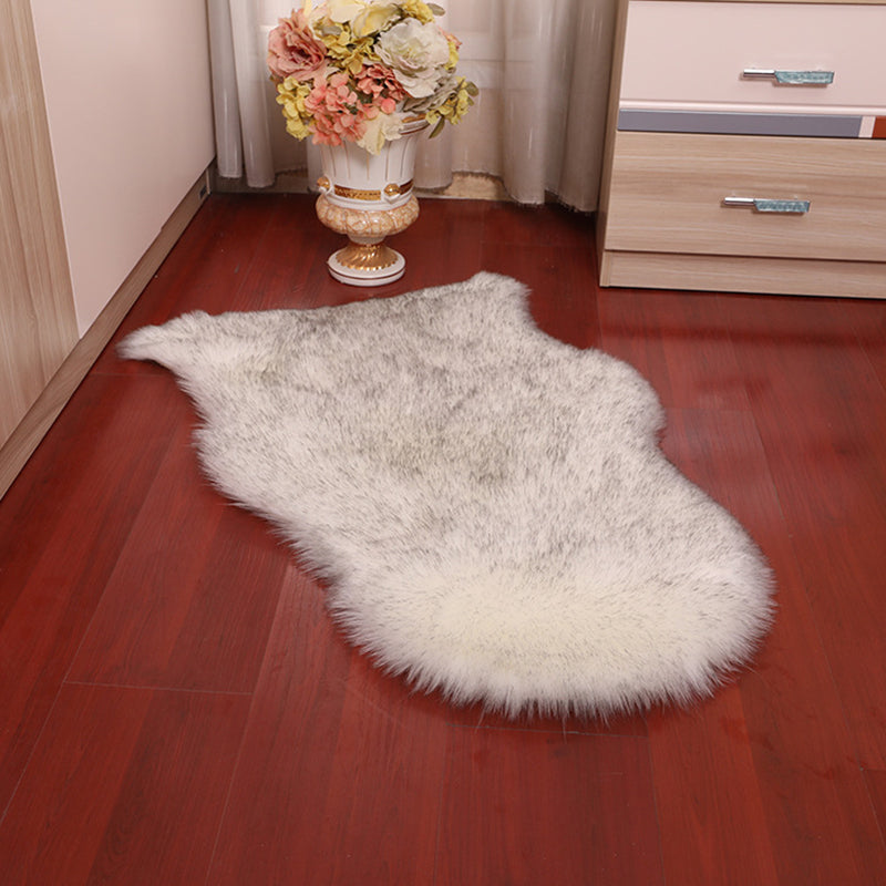 Fluffy Plain Rug Multi-Color Relaxing Rug Synthetic Wool Anti-Slip Backing Stain Resistant Washable Area Rug for Home White-Gray Clearhalo 'Area Rug' 'Casual' 'Rugs' Rug' 2070350