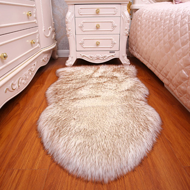 Fluffy Plain Rug Multi-Color Relaxing Rug Synthetic Wool Anti-Slip Backing Stain Resistant Washable Area Rug for Home White-Brown Clearhalo 'Area Rug' 'Casual' 'Rugs' Rug' 2070351